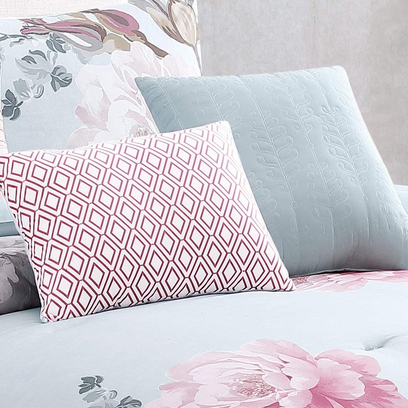 Riverbrook Home Elite Collection Comforter Set, Queen, Ridgely - Spa/Blush, 7 Piece Set - Image 4